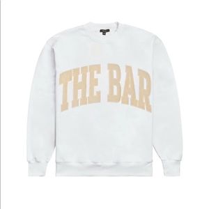 NWT The Bar Varsity Sweatshirt in White/Tan